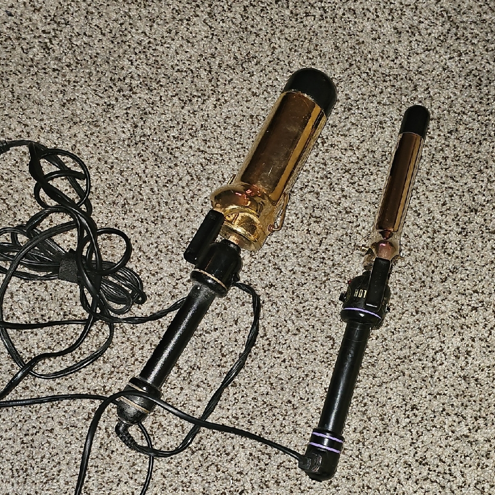 Set Of 2 Gold Hot Tools Helen Of Troy Curling Irons